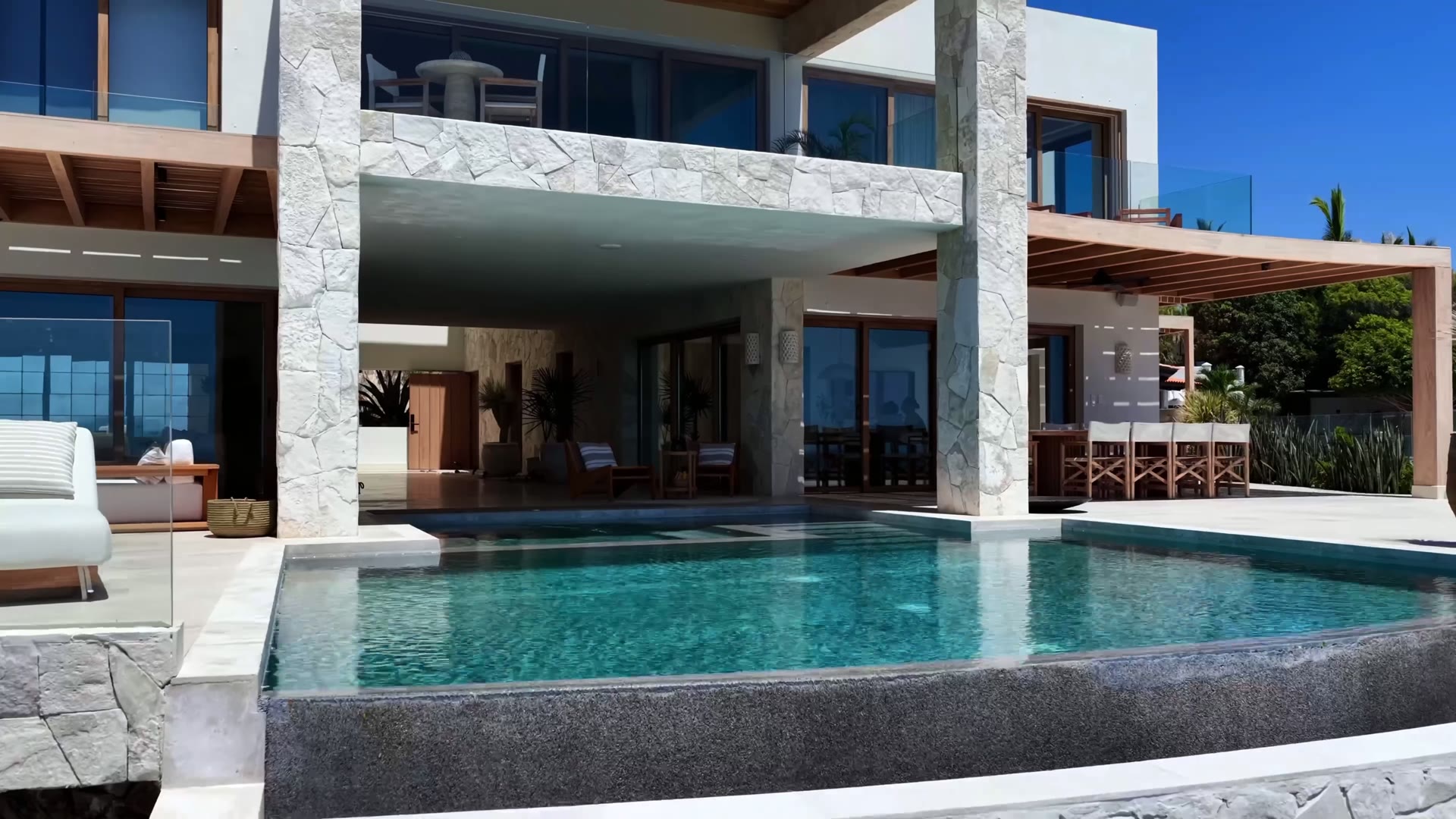Villa Lazul beachfront estate at sunset